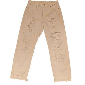 American Eagle 90s Boyfriend Jeans Womens 8 White Distressed High Rise NWT